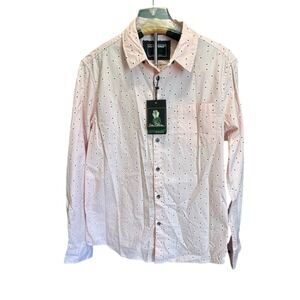 Eighth‎ Avenue Mens Pink Geometric Triangle Print Cotton Button Down Shirt M NEW